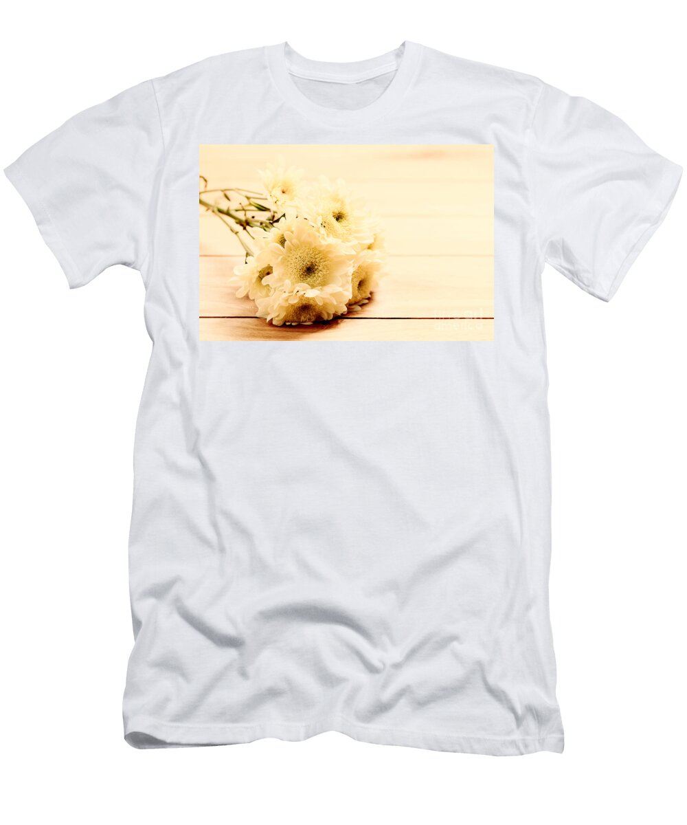 3 Bouquet of Fresh Spring Flowers on Rustic Wood Michal Bednarek T-Shirt