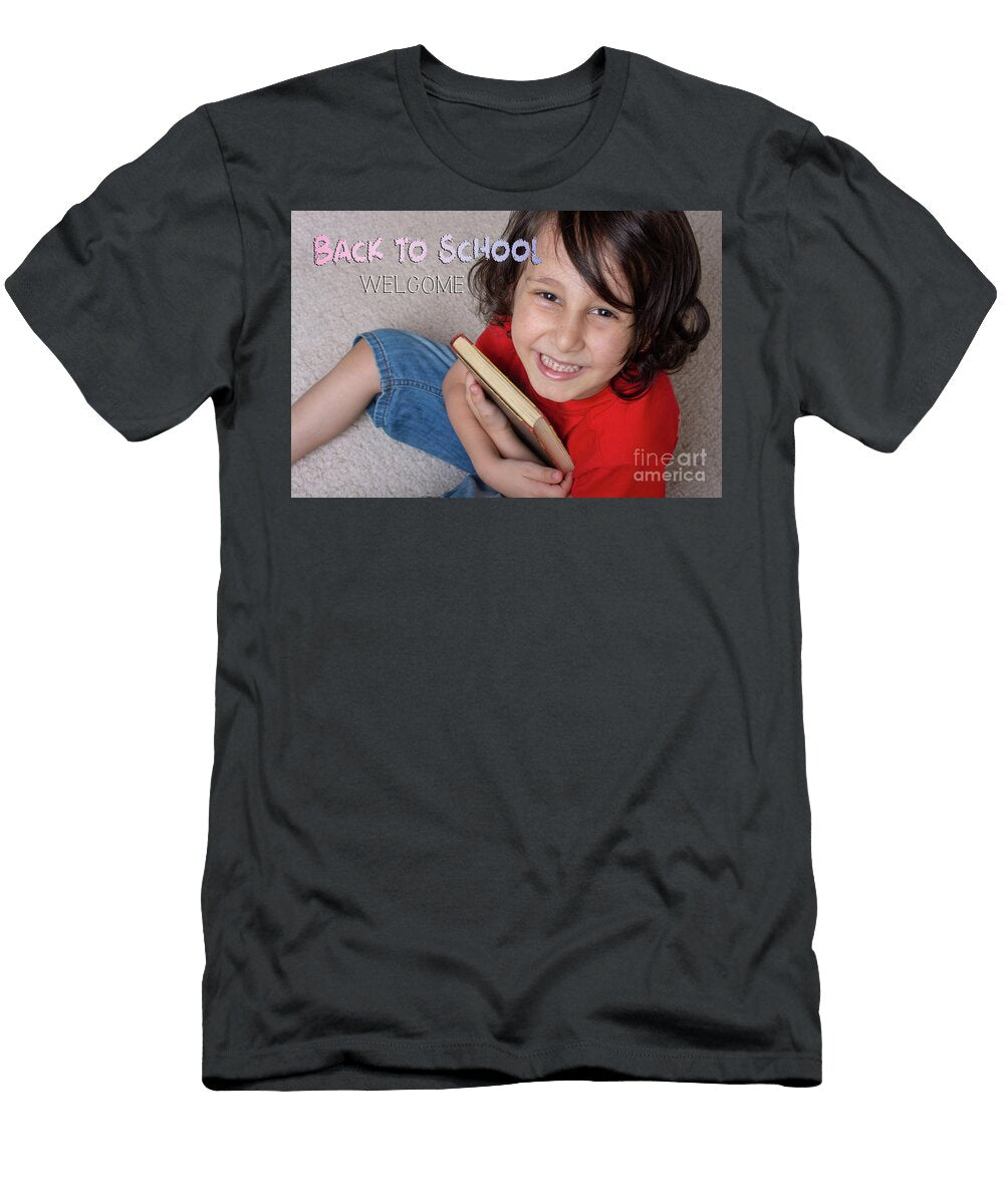 3 Boy Holding Book As World Book Day Concept Turgay Koca T-Shirt