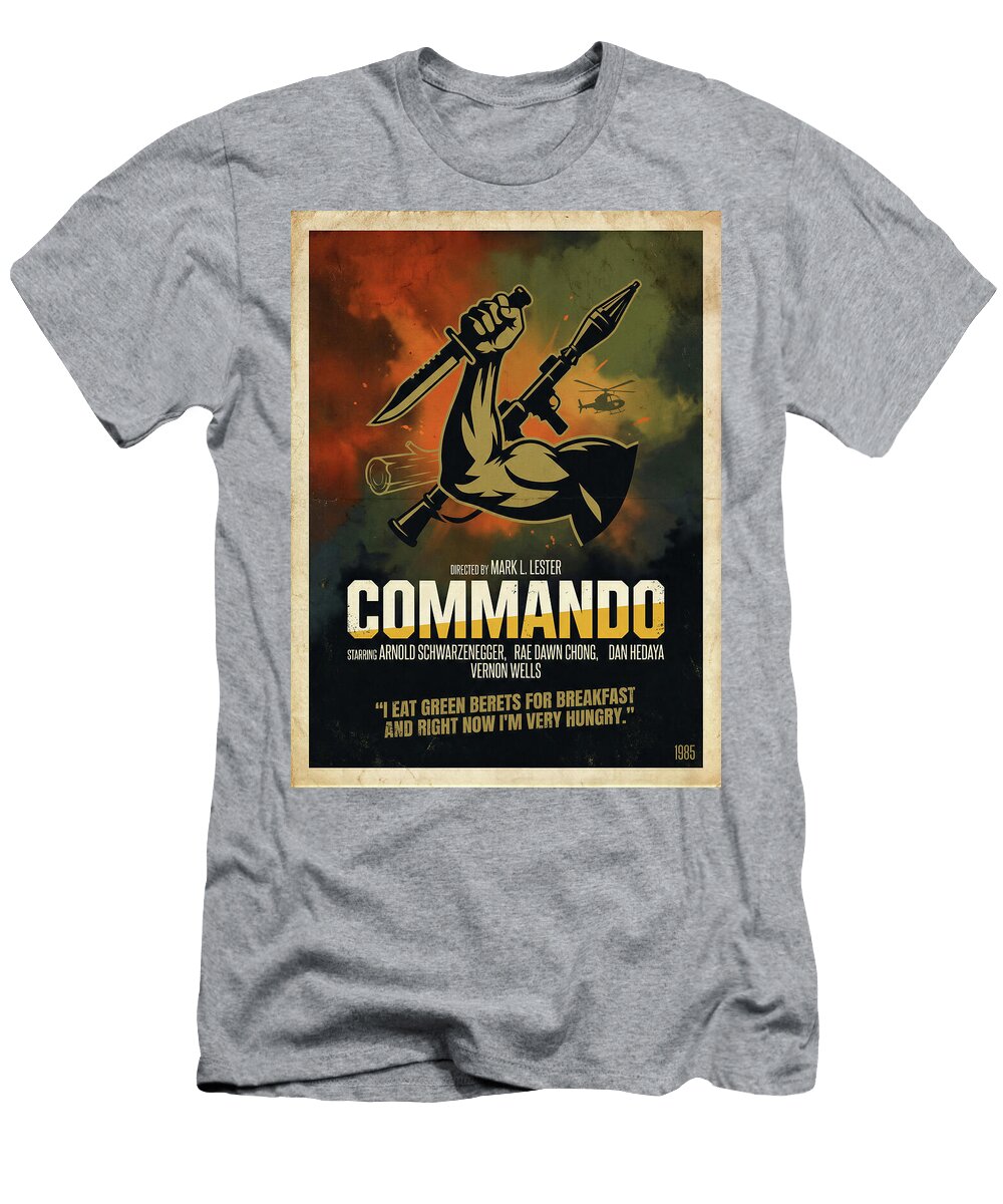 3 Commando Minimal Movie Poster Retro Film Poster Vintage 1985 Sampadart Gallery T-Shirt