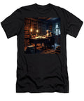 3 Elderly Scholar Reading in Rustic Library with Warm Lamp Light Anthony Dezenzio T-Shirt