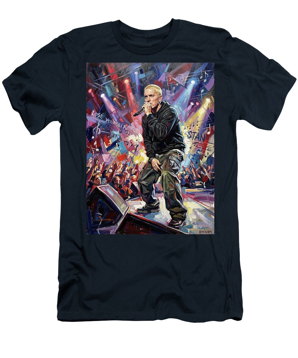 3 Eminem Abstract Portrait Art of Music Icons Iconic Musicians Legend Paint Sampadart Gallery T-Shirt