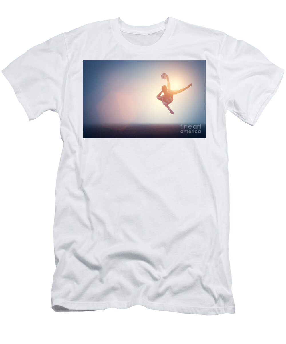 3 Football Soccer Player Shooting a Ball on Goal Michal Bednarek T-Shirt