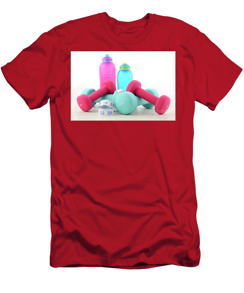 3 Health and Fitness Concept with Feminine Dumbbells Milleflore Images T-Shirt