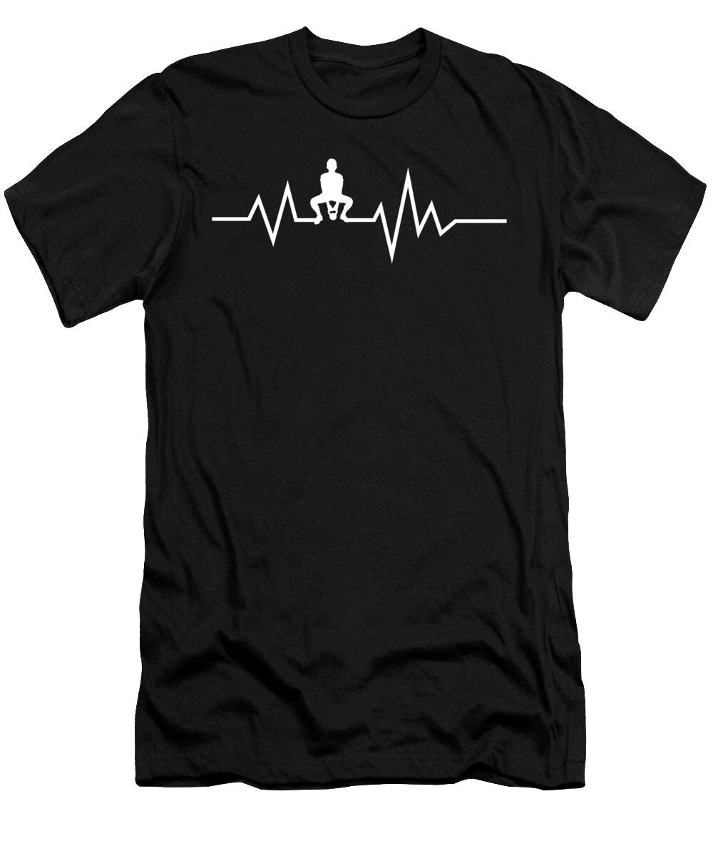 3 Kettlebell Workout Weightlifting Heartbeat Elia Marts T-Shirt