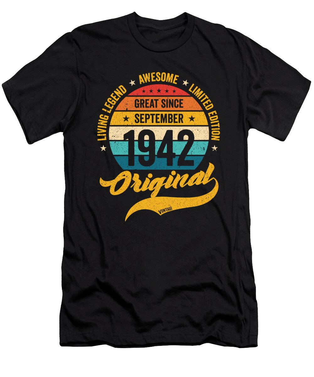 3 Retro 80 Years September 1942 Birthday Vintage Bday Classic Toms Store T-Shirt