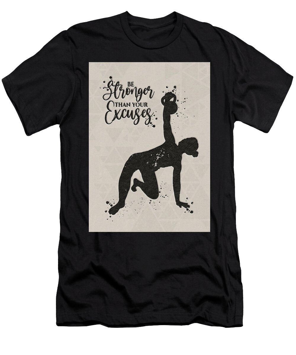 3 Watercolor Kettlebell Art Watercolor Print Be Strong Quote Female Weightlifter Gift Motivational Wal Leith Huber T-Shirt