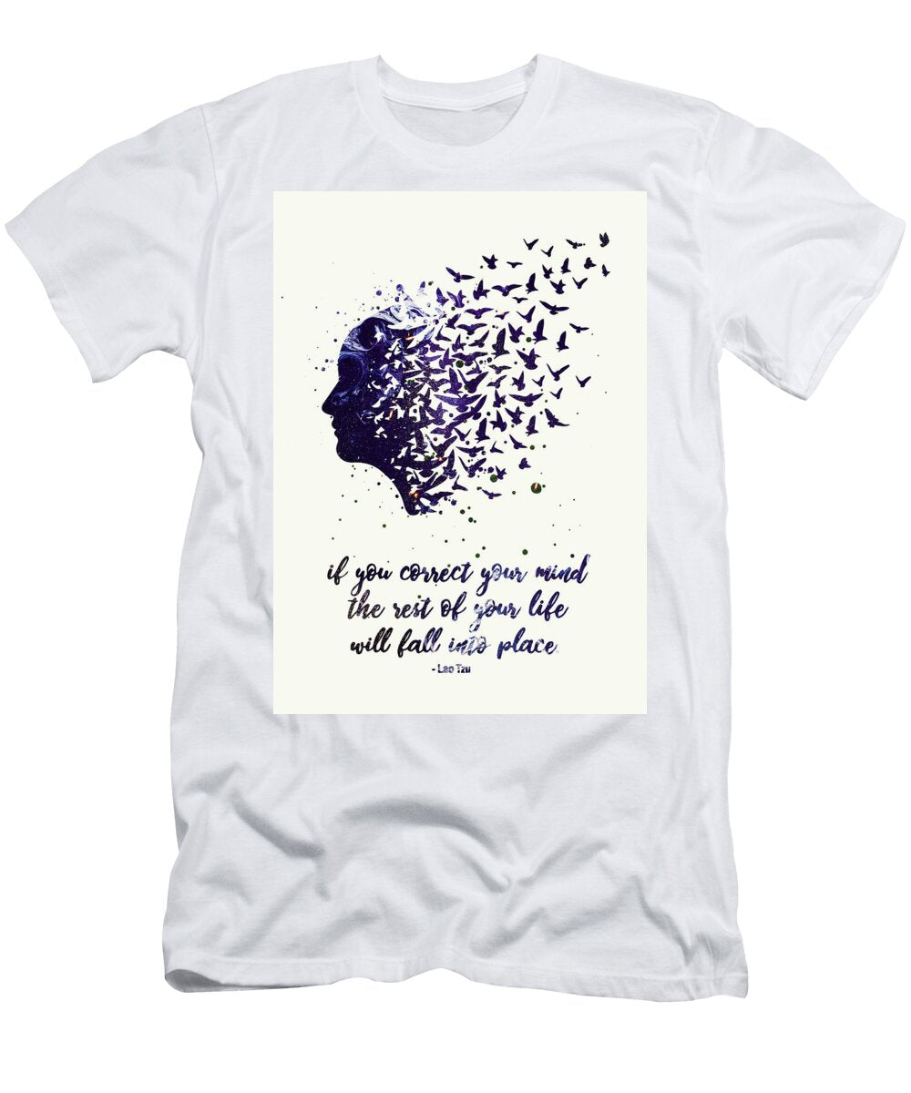 3 Watercolor Mind Quote Watercolor Print Flying Birds Quote Meditation Art Lao Tzu Yoga Print Psycholo Leith Huber T-Shirt