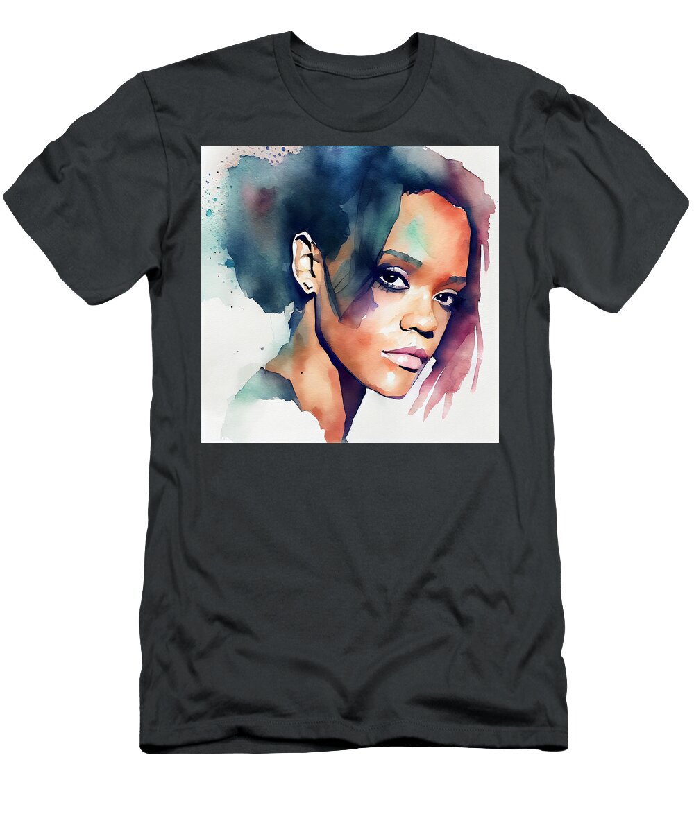 3 Watercolour of Rihanna Smart Aviation T-Shirt