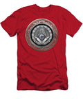 3rd Degree Mason Silver Jewel Master Mason Square and Compasses Over Red Velvet Serge Averbukh T-Shirt