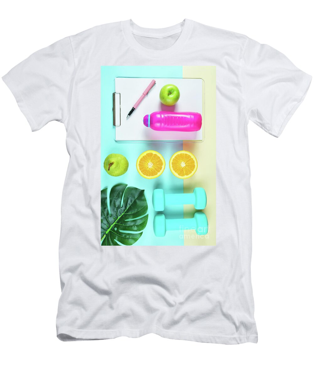 4 Health and Fitness Concept on Modern Colorful Background Milleflore Images T-Shirt