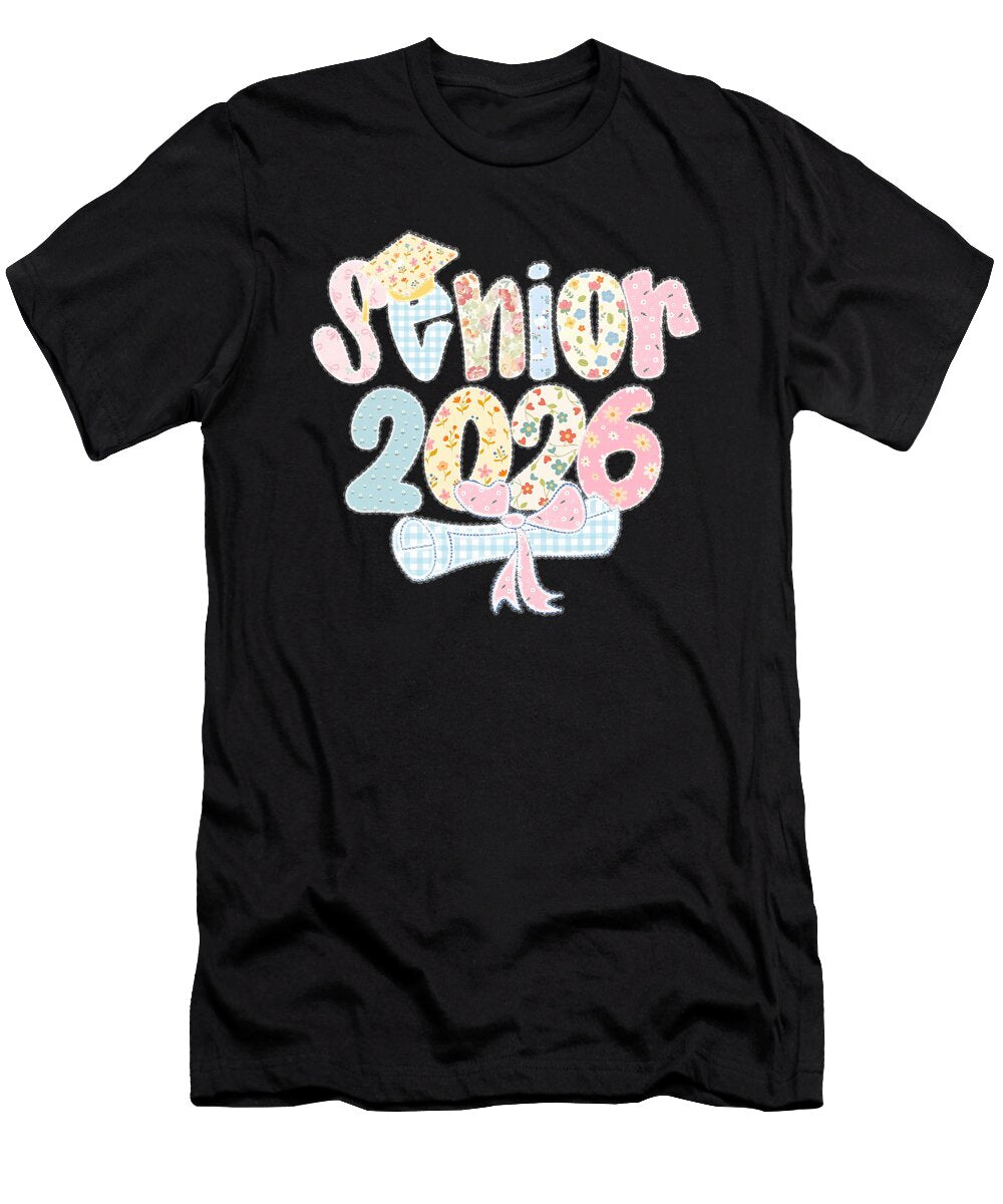 4 Senior 2026 Pastel Floral Patchwork Letters with Coami Tacti T-Shirt