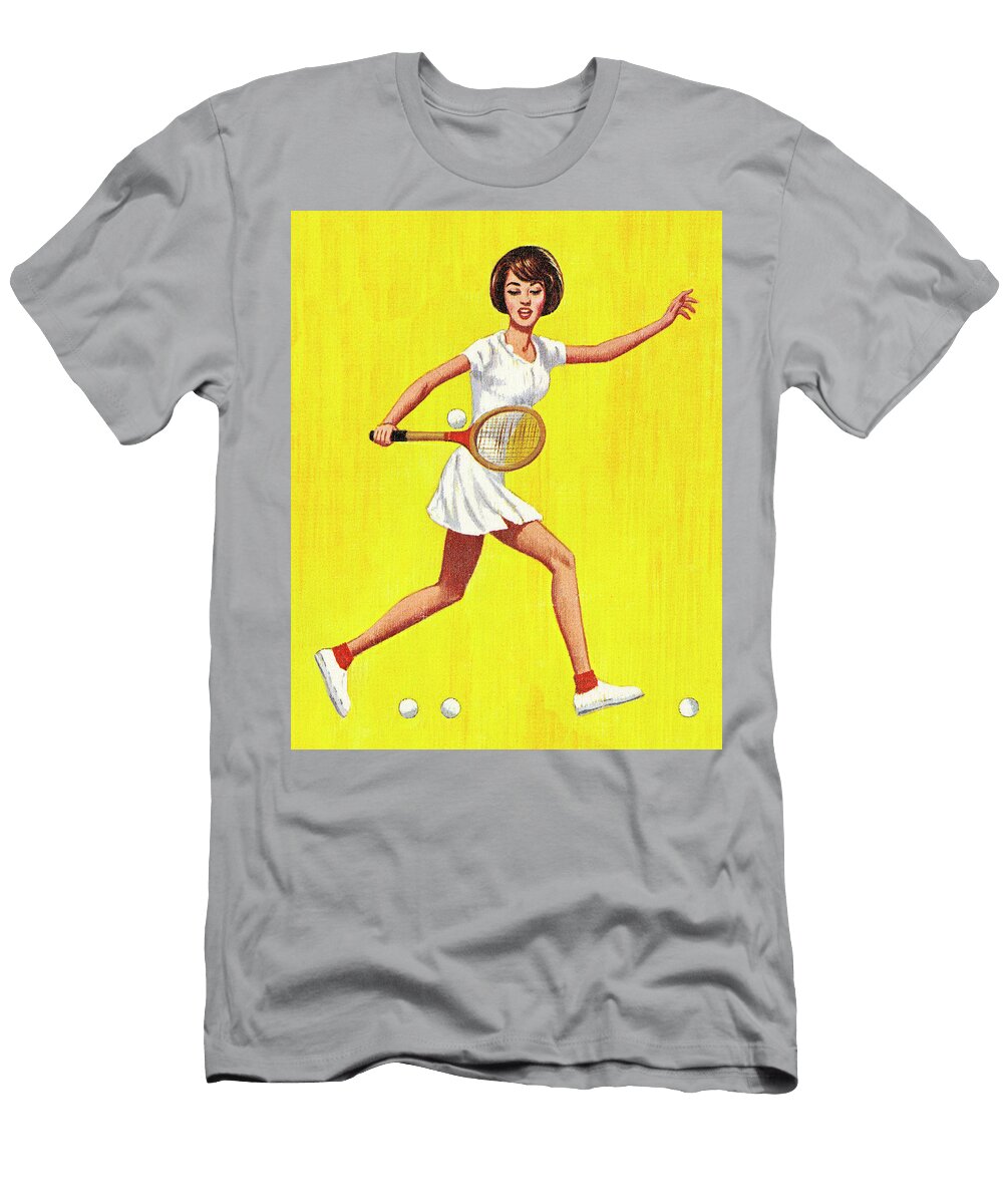 4 Woman Playing Tennis Csa Images T-Shirt