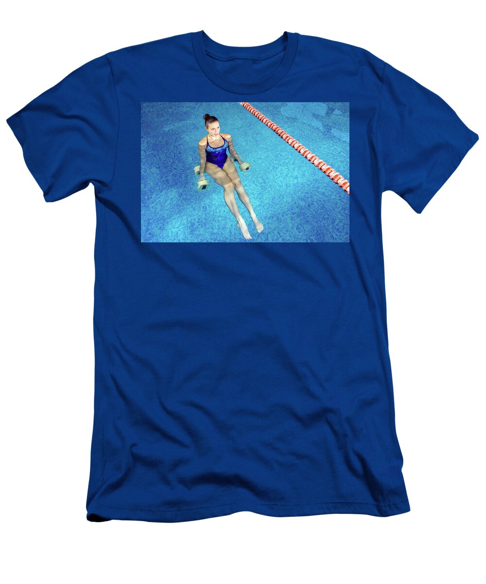 4 Young Woman Doing Water Aerobics in Indoor Pool Sporting Concept Maria Kray T-Shirt