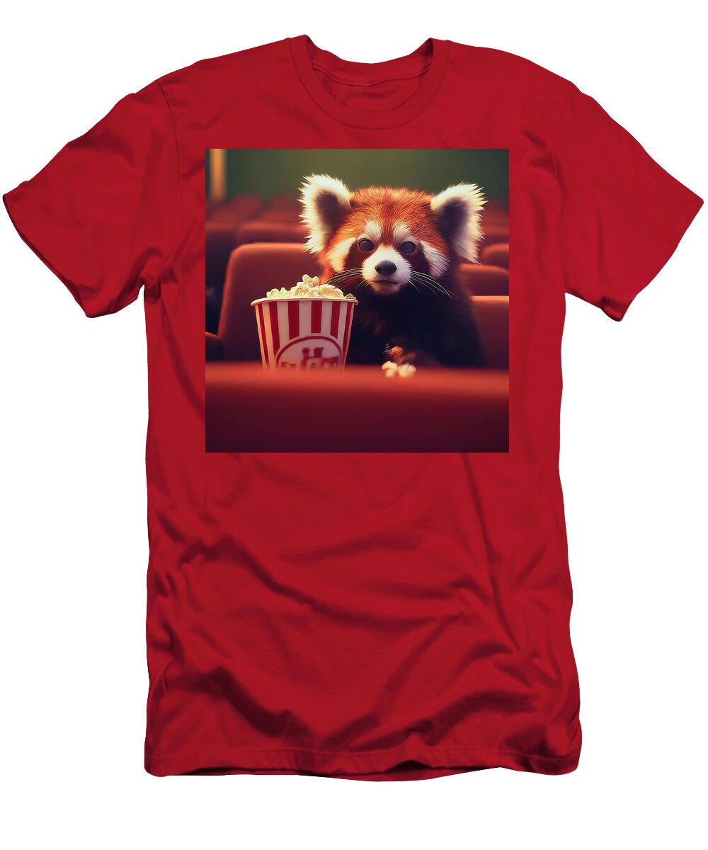 5 Cute Red Panda Eating Popcorn in Cozy Movie Theater Talha Khan T-Shirt