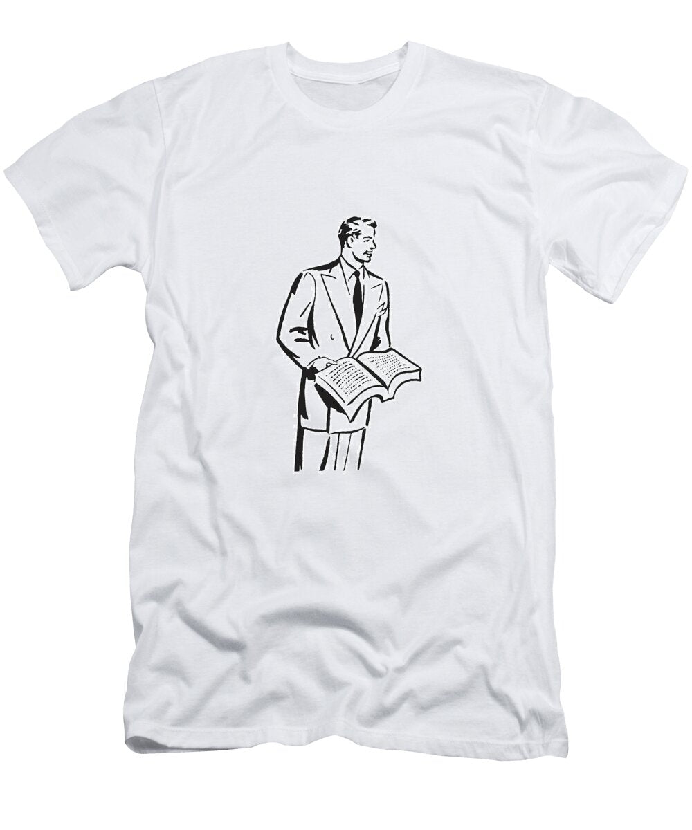 5 Man Holding Large Open Book Csa Images T-Shirt