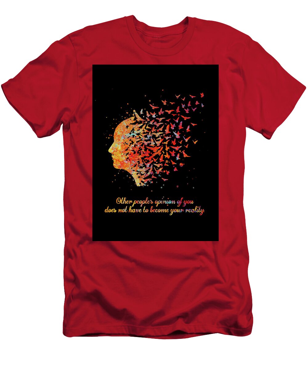 5 Watercolor Free Mind Quote 1 Watercolor Print Flying Birds Quote Meditation Art Yoga Print Psycholog Leith Huber T-Shirt