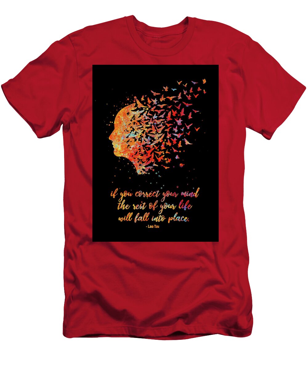 5 Watercolor Mind Quote Watercolor Print Flying Birds Quote Meditation Art Lao Tzu Yoga Print Psycholo Leith Huber T-Shirt
