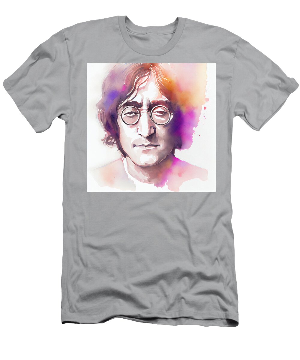 5 Watercolour of John Lennon Smart Aviation T-Shirt