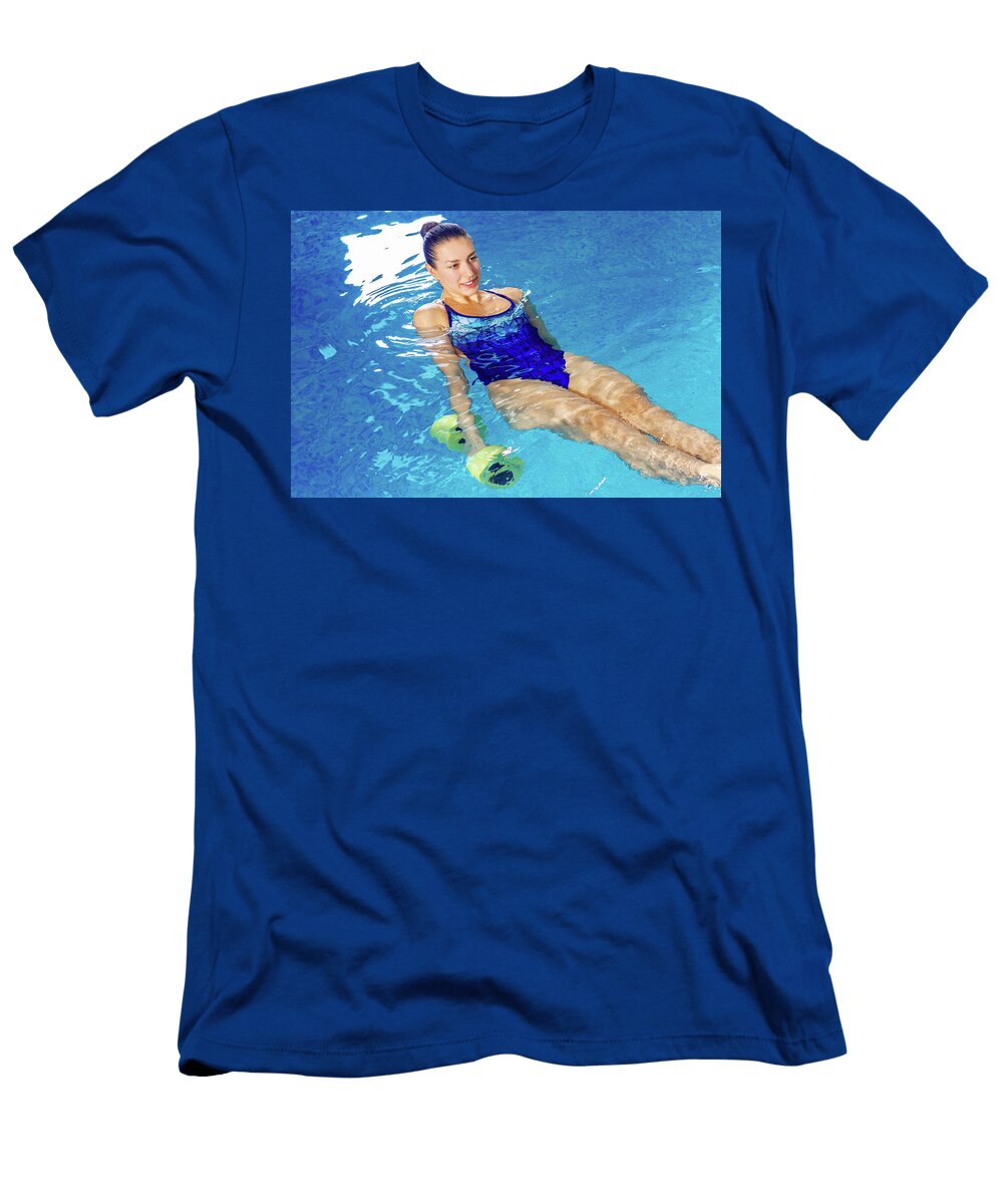 5 Young Woman Doing Water Aerobics in Indoor Pool Sporting Concept Maria Kray T-Shirt