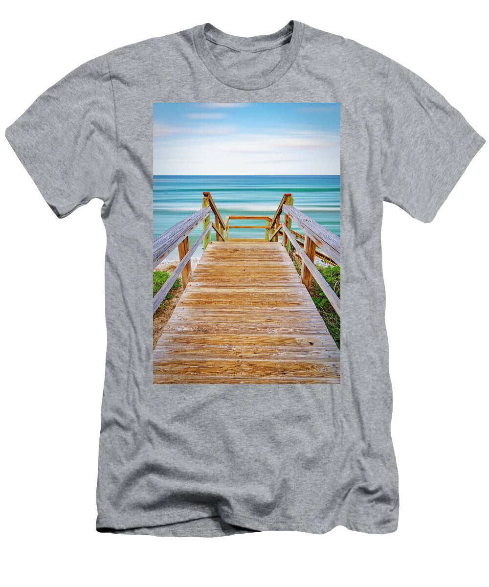 6 Florida South Florida Lantana Wooden Staircase Leading to Beach Laura Diez T-Shirt