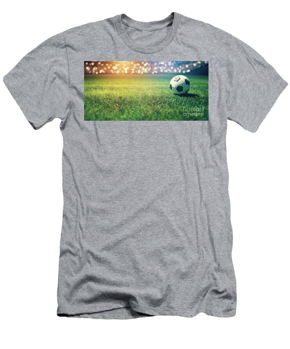 6 Football Soccer Ball on Grass Field on Stadium Michal Bednarek T-Shirt