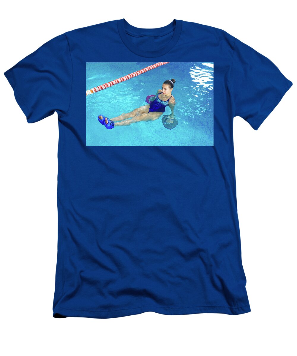 6 Young Woman Doing Water Aerobics in Indoor Pool Sporting Concept Maria Kray T-Shirt