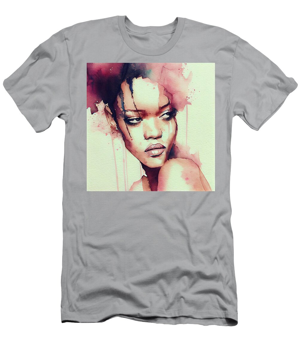 7 Watercolour of Rihanna Smart Aviation T-Shirt