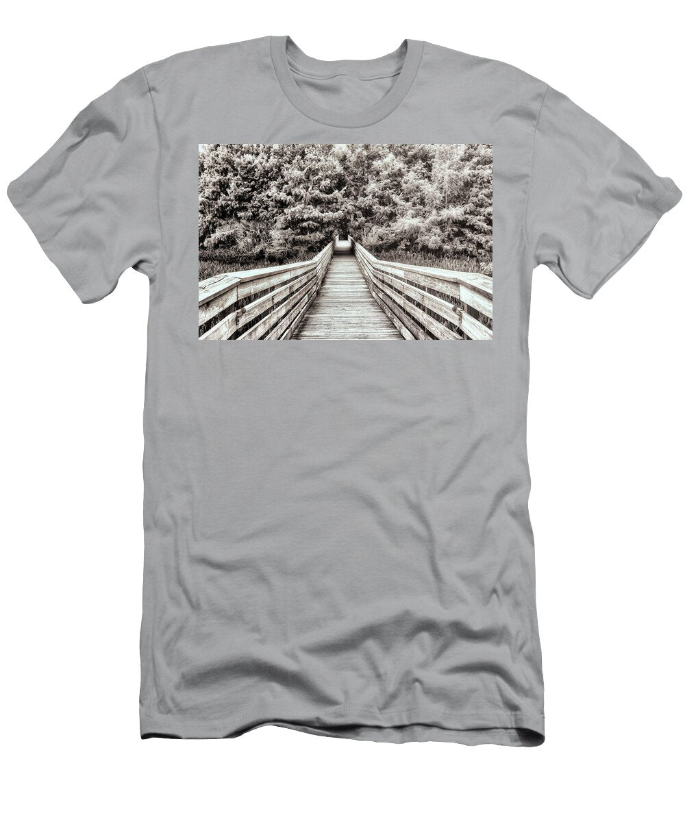 8 Florida Boynton Beach Green Cay Nature Center Wetlands Wooden Footpath Leading Into the Woods Laura Diez T-Shirt