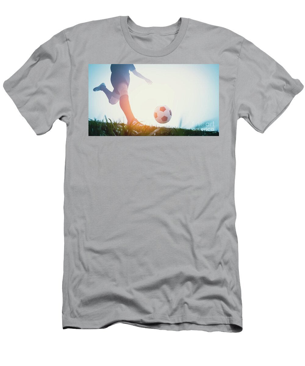 9 Football Soccer Player Shooting a Ball on Goal Michal Bednarek T-Shirt