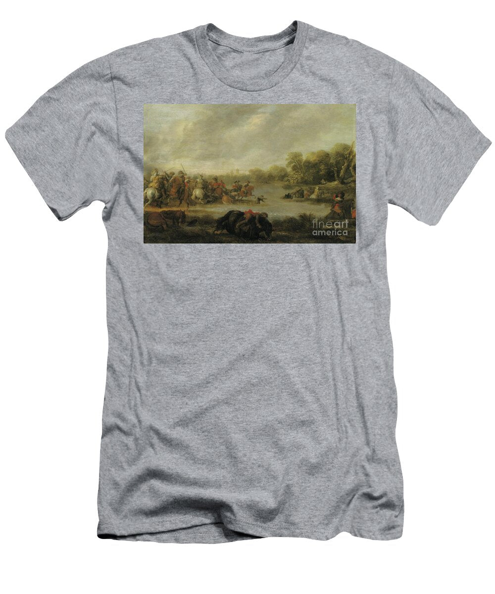 A Cavalry Skirmish By a River Palamedes Palamedesz T-Shirt