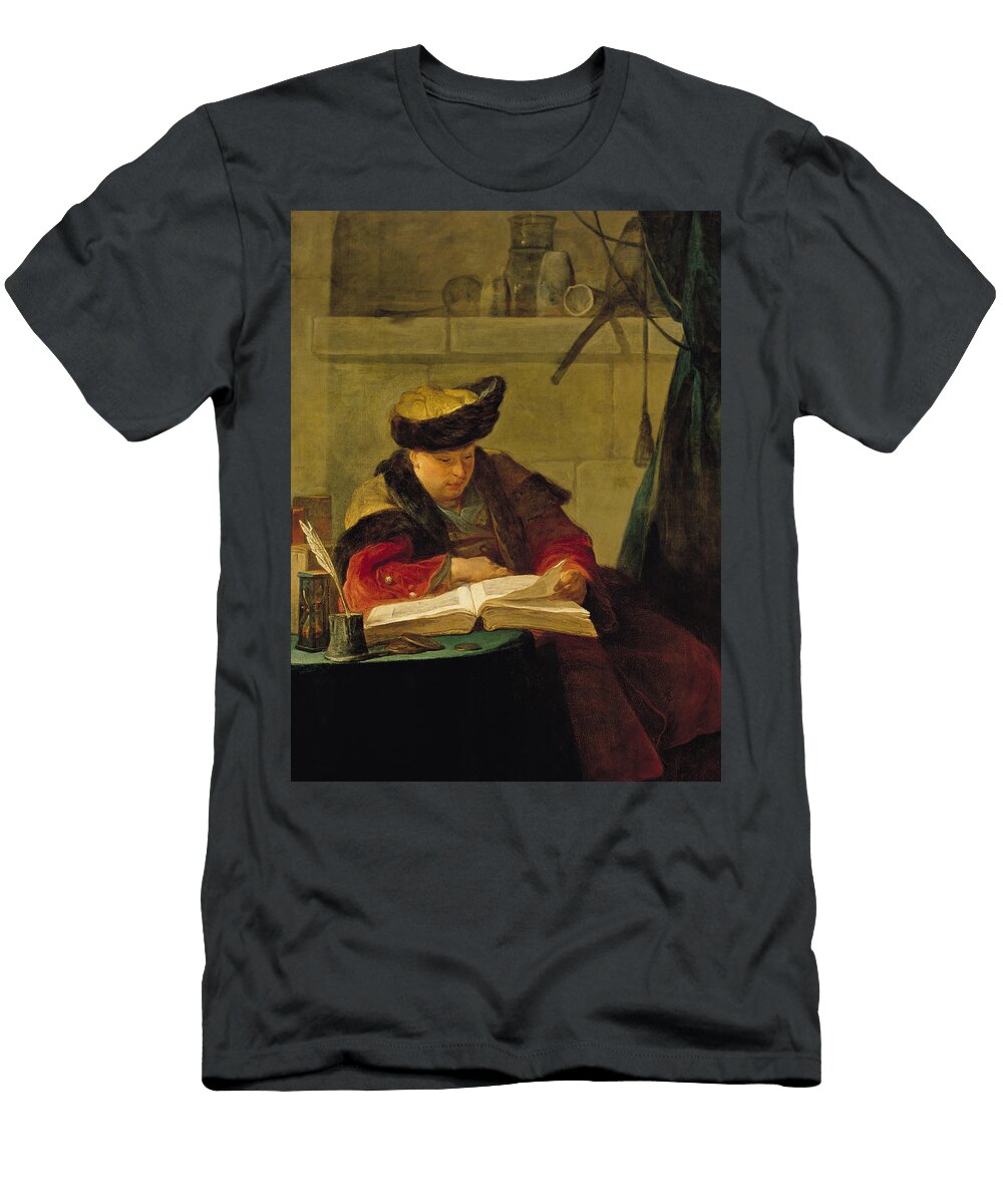 A Chemist in His Laboratory or the Prompter or a Philosopher Giving a Lecture Portrait Jean Baptiste Simeon Chardin T-Shirt