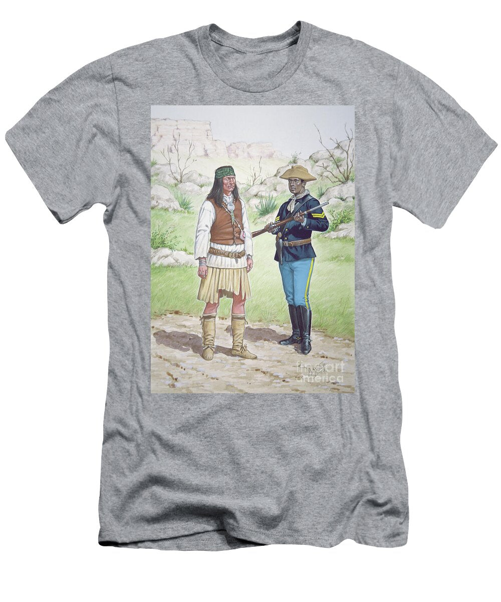 A Chiricahua Apache Warrior and a Corporal of 10th Regiment of US Cavalry in 1886 From a Set of Six Tableaux 1991 Bryan Fosten T-Shirt