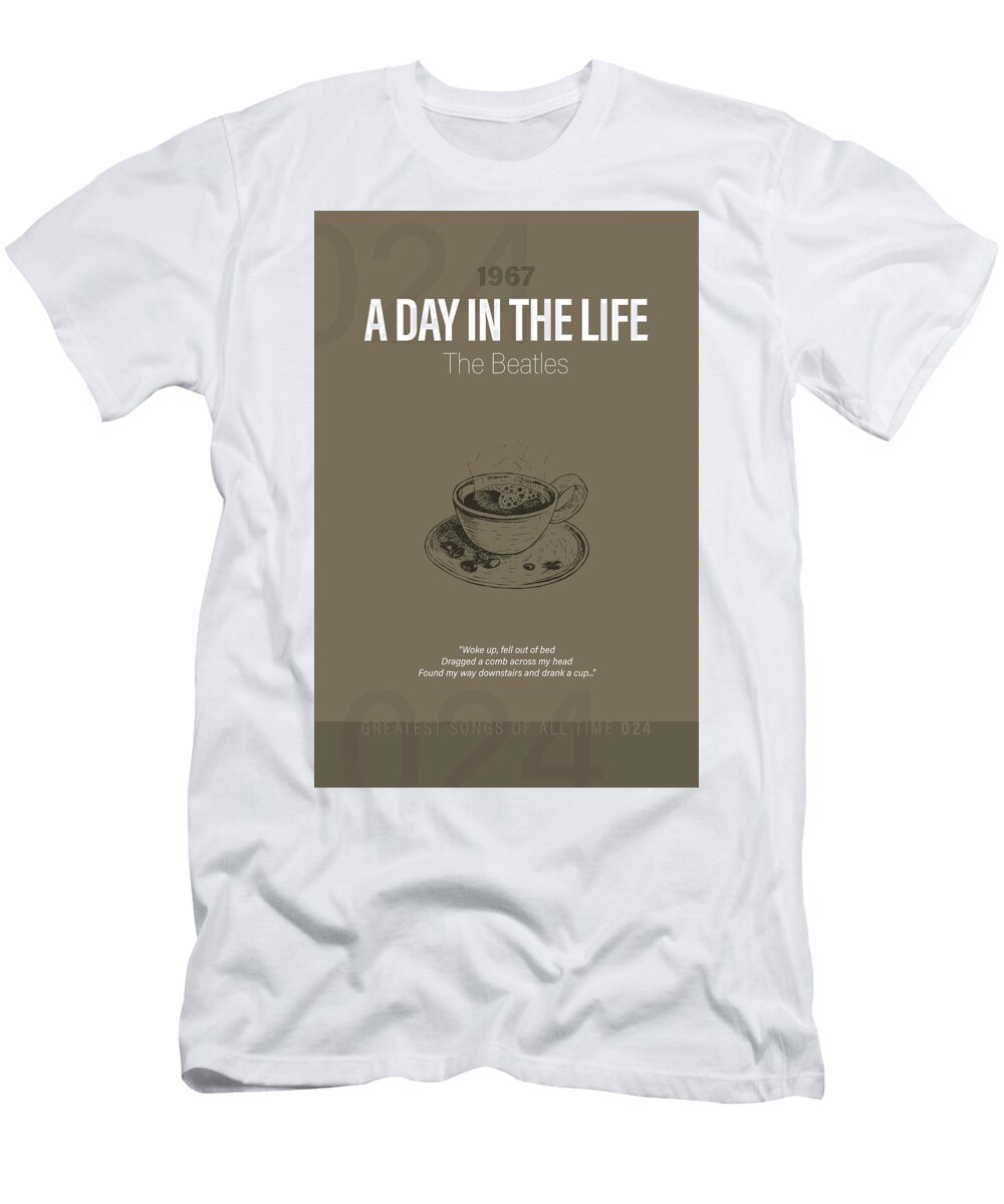 A Day in the Life the Beatles Minimalist Song Lyrics Greatest Hits of All Time 024 Design Turnpike T-Shirt