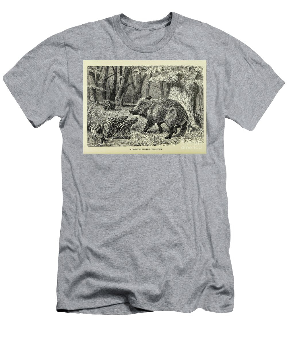 A Family of European Wild Swine M4 Historic Illustrations T-Shirt