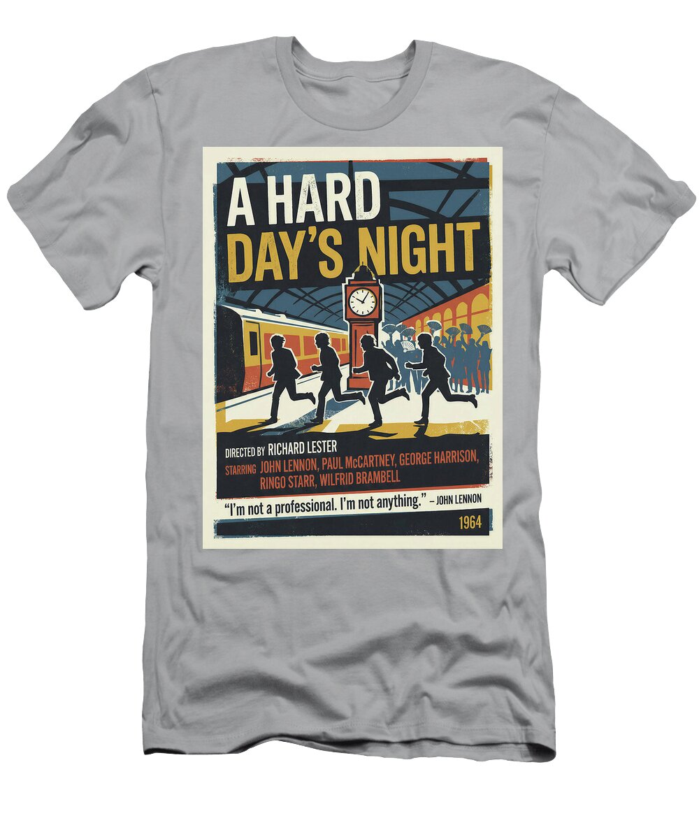 A Hard Days Night Minimal Vintage Style Movie Poster High Quality 1964 Sampadart Gallery T-Shirt