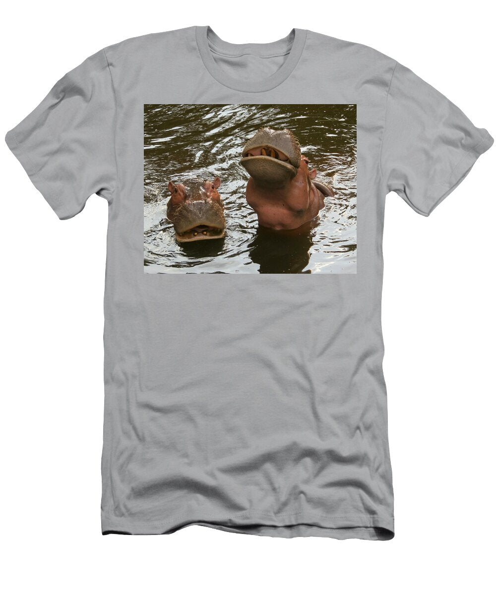 A Hippopotamus Pair in the Water Derrick Neill T-Shirt