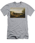 A Landscape in Brazil Looking Down on the Varzea Europeans and Natives Approaching a Church in the F Frans Post Dutch T-Shirt