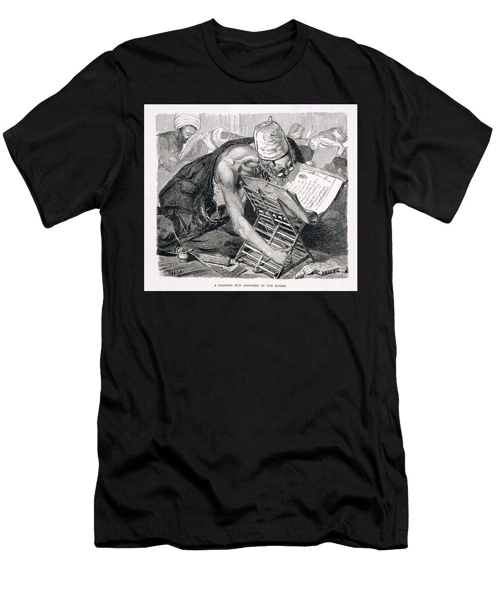 A Learned Man Absorbed in the Koran 19th Century Engraving on Paper Karl Wilhelm Gentz T-Shirt
