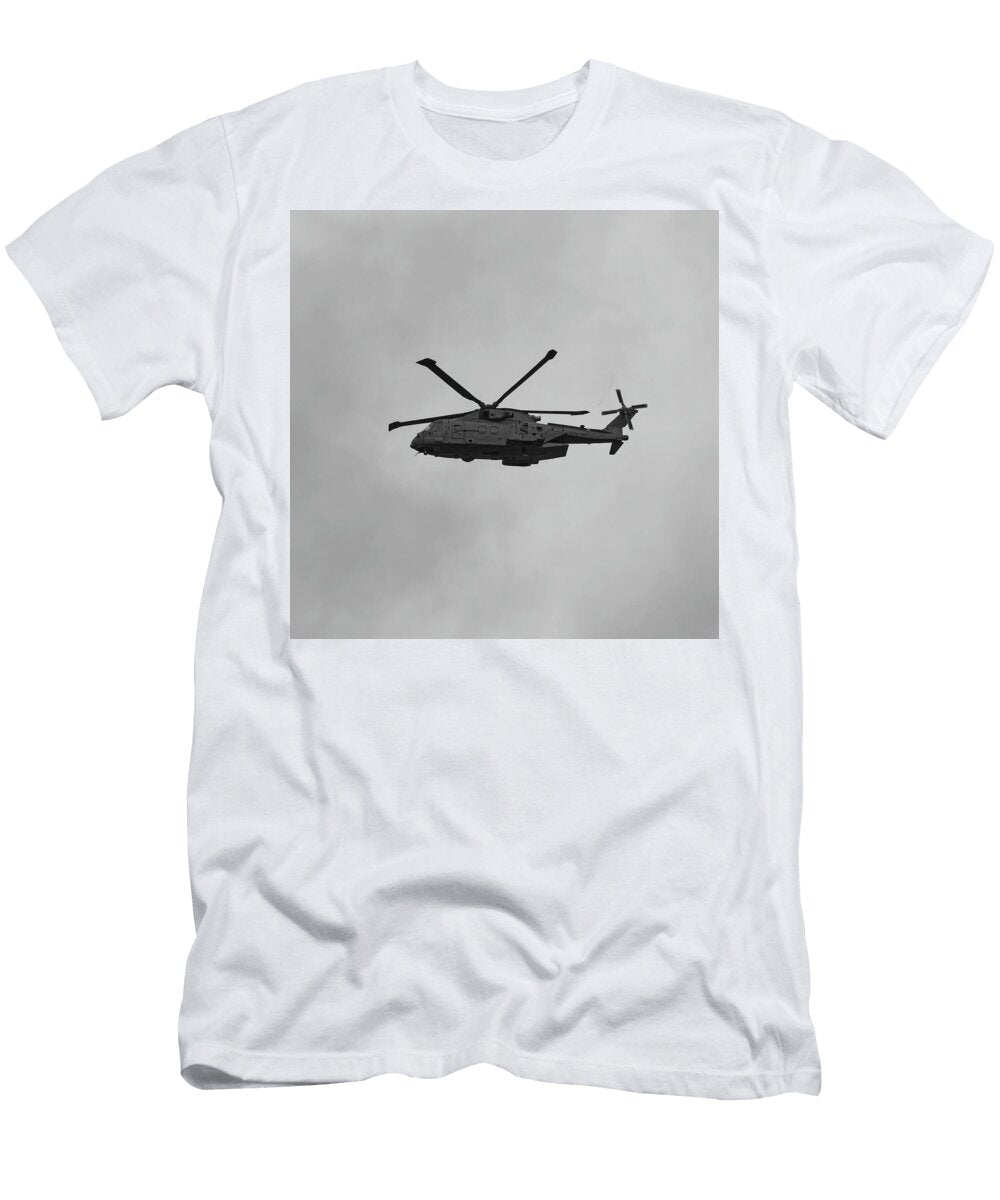 A Merlin Mk 4 Helicopter Approaching Hms Condor Flying Low Jules Walters T-Shirt