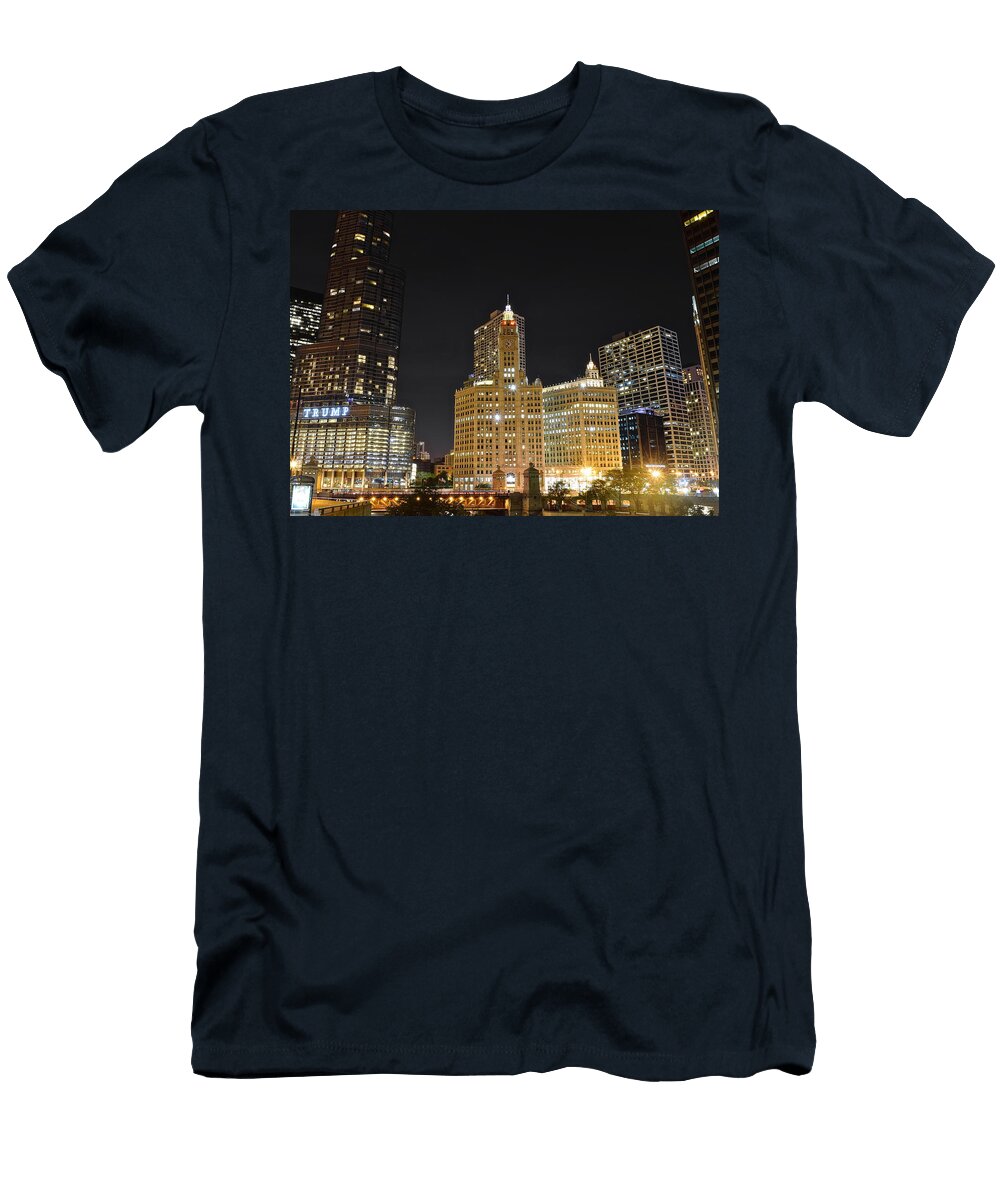 A Night Over the Chicago River Frozen in Time Fine Art Photography T-Shirt
