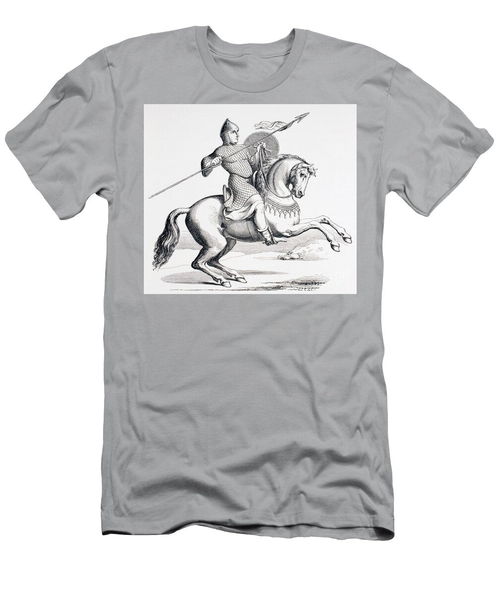 A Norman Knight Dressed in Chain Mail and Helmet Carrying Spear and Shield French School T-Shirt