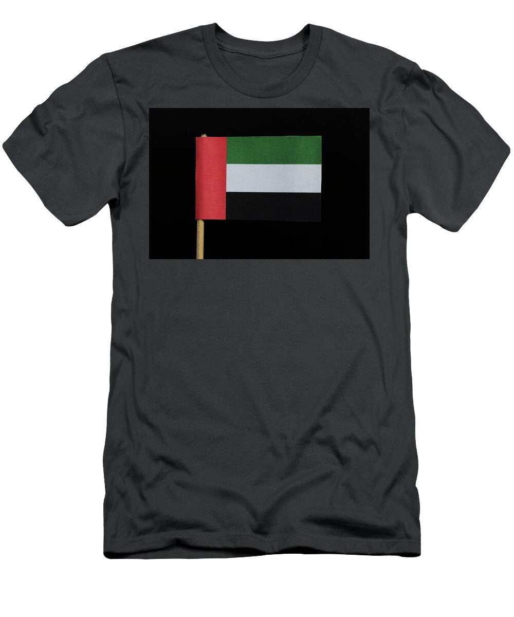 A Official Flag of the United Arab Emirates on Toothpick on Black Background a Horizontal Tricolour of Green White and Black with a Vertical Red Bar At the Hoist Vaclav Sonnek T-Shirt