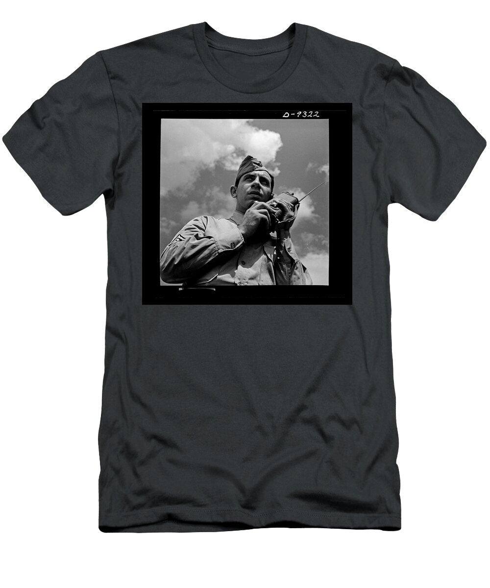 A Sergeant At Fort Myer Virginia Demonstrates a Walkie Talkie in the Field August 1942 Artistic Rifki T-Shirt