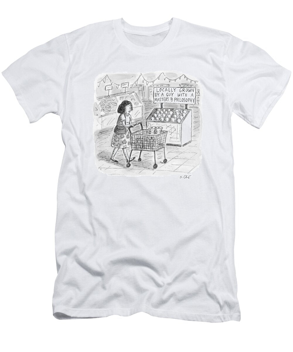 A Sign for Produce in a Grocery Store Reads Roz Chast T-Shirt