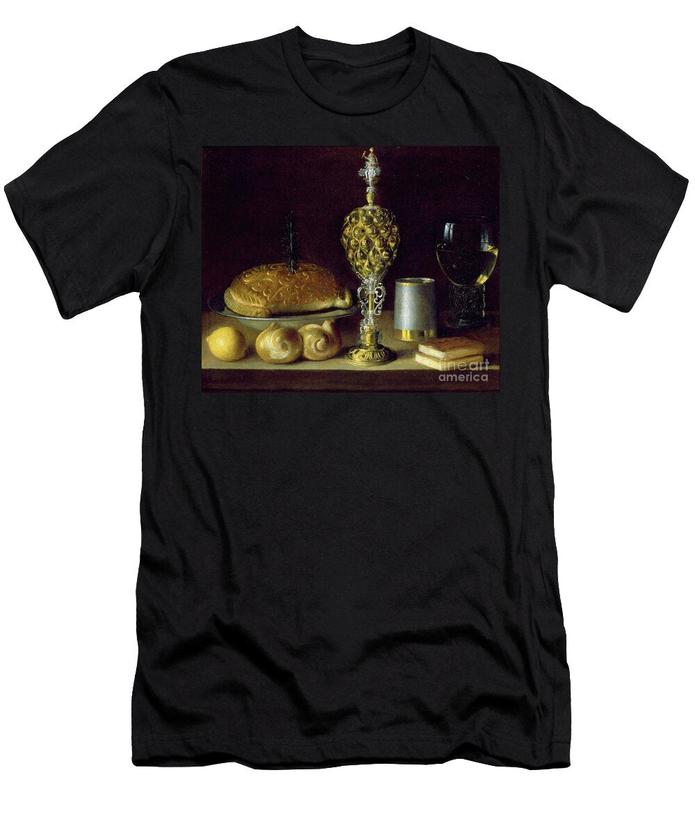 A Still Life of Drinking Vessels a Pineapple Cup a Lemon Bread and Two Small Books Sebastian Stoskopff T-Shirt