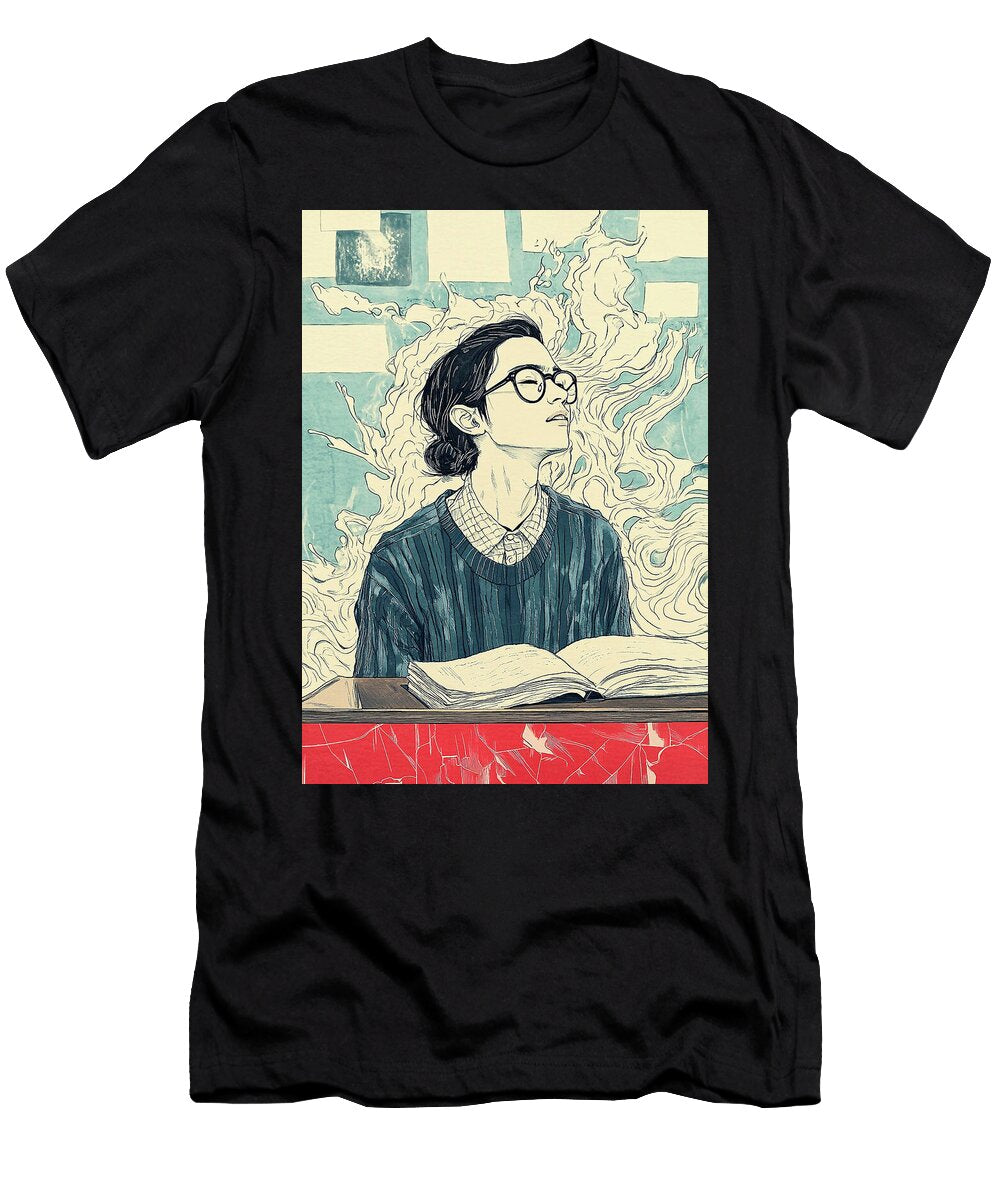 A Thoughtful Person Reading a Book Rhys Jacobson T-Shirt