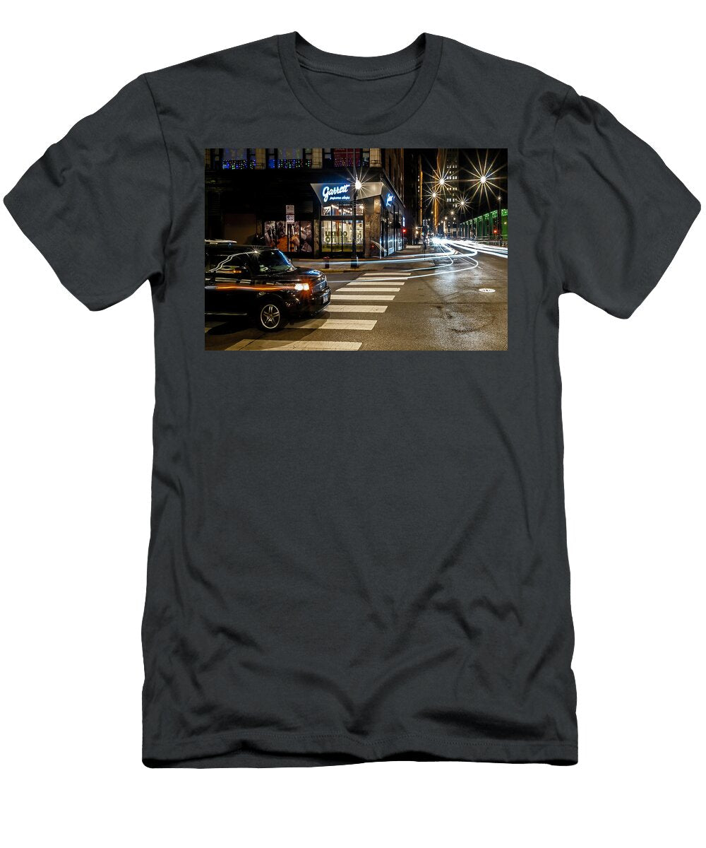 A Tiem Exposure of a Garretts Popcorn Shop in Chicago Sven Brogren T-Shirt