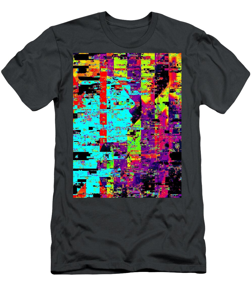 A Vibrant Mosaic of Glitch Art Forms a Side Profile of a Face Bob Orsillo T-Shirt
