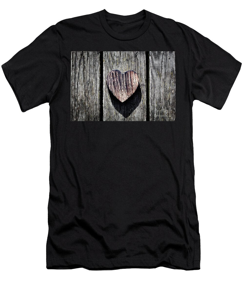 A Wooden Vintage Heart on Grunge Wood Planks Michal Bednarek T-Shirt
