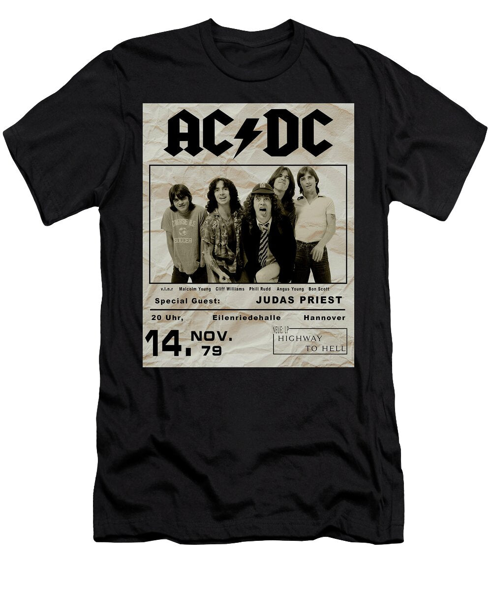 Ac DC 1979 Concert Poster Kevin Walker and Pixel Reverie T-Shirt